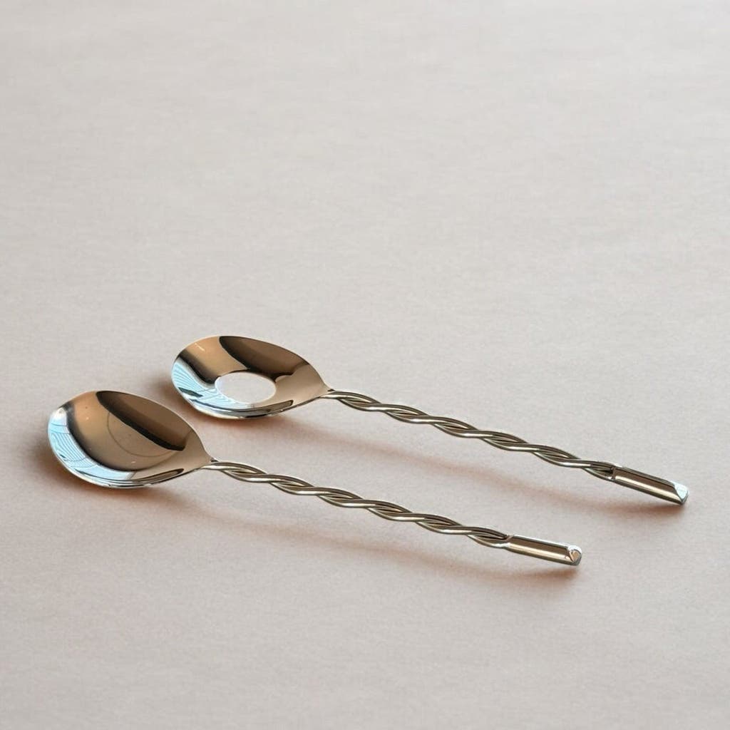 Meso Goods Ankara Twisted Salad Servers In Silver
