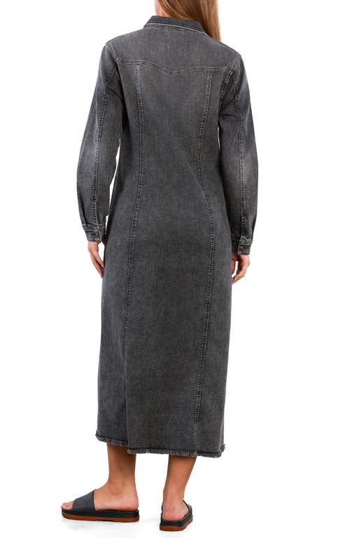 Wash Lab Denim Long Sleeve Denim Maxi Shirtdress In Gray