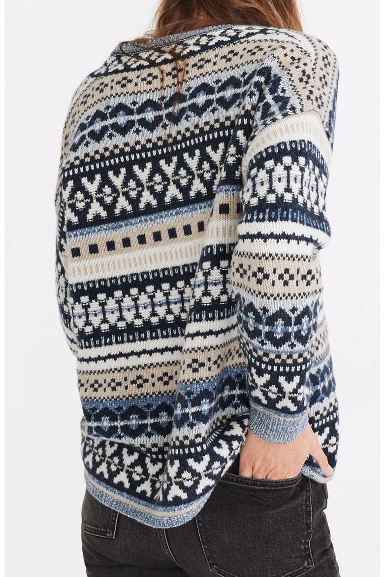 Forrest Fair Isle Women's V-Neck Sweater, Alternate, color, HEATHER SKY