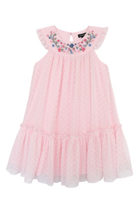Kids' Embroidered Clip Dot Chiffon Party Dress (Toddler & Little Kid)