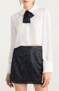 Cinq à Sept Zaida Contrast Bow Crop Button-Up Shirt
