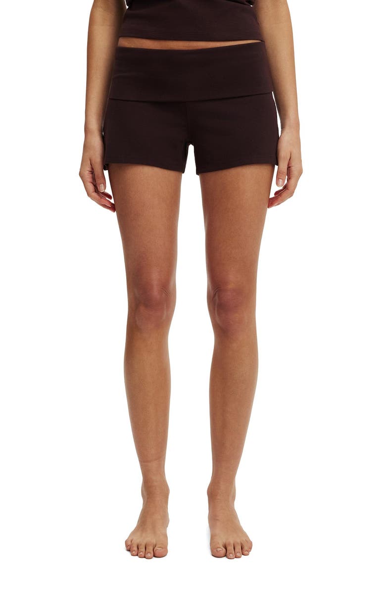 COTTON ON BODY Women's Dreamy Soft Roll Waist Short, Main, color, Chocolate Plum