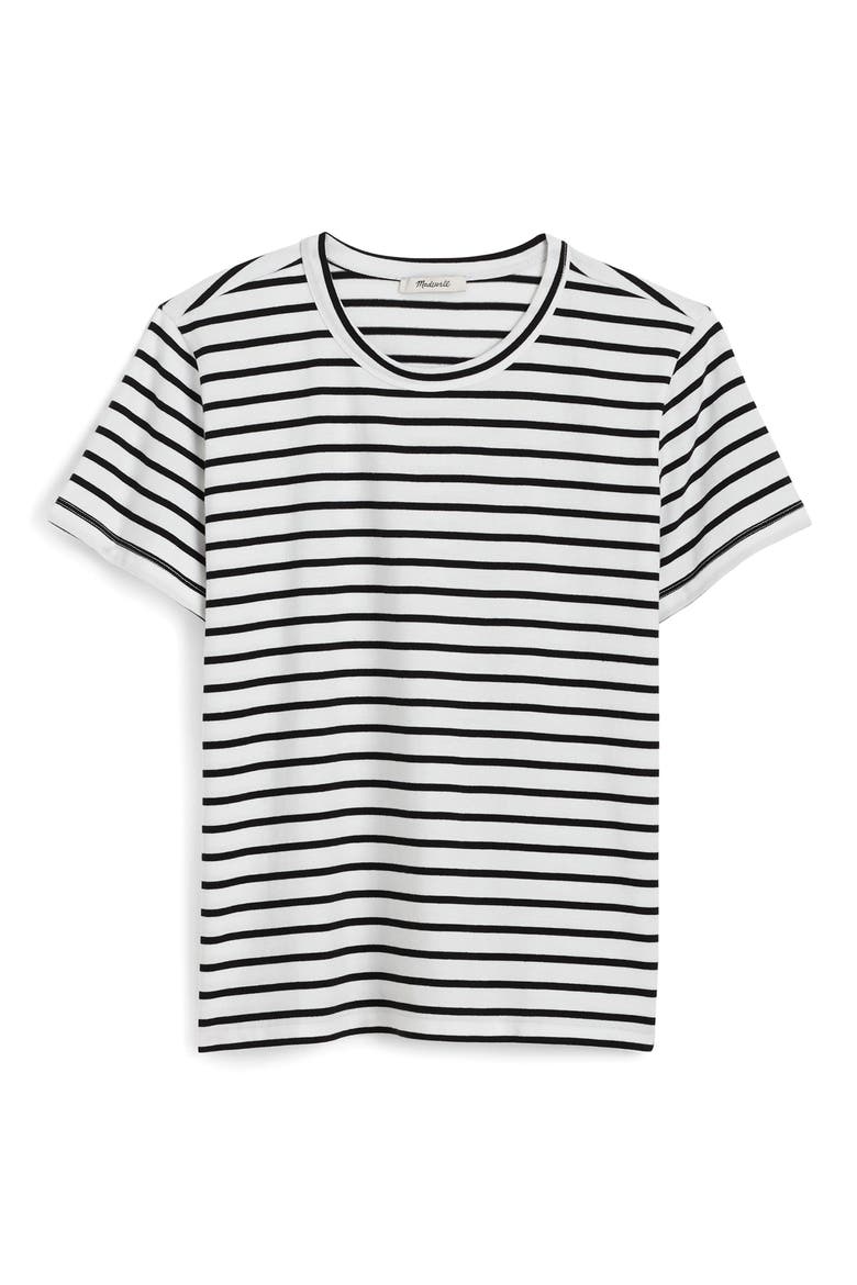 Perfect Stripe Cotton Crewneck T-Shirt, Alternate, color, BLACK & WHITE STRIPE
