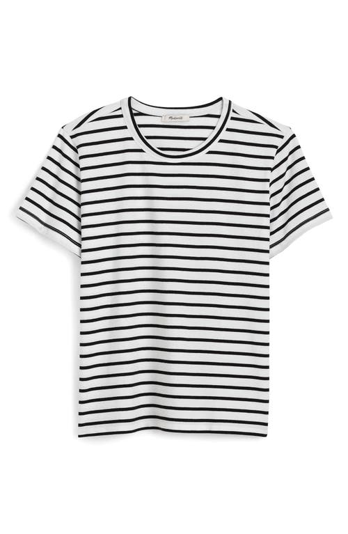 Madewell Perfect Stripe Cotton Crewneck T-shirt In Black & White Stripe