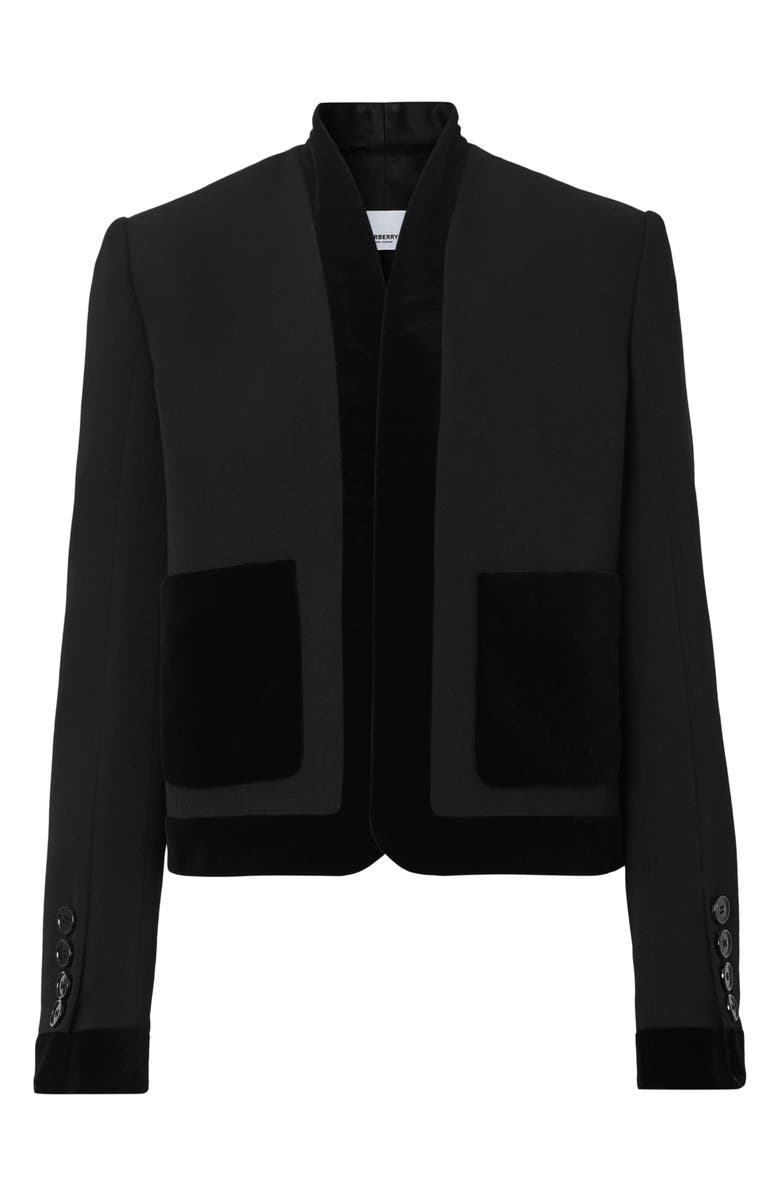 Burberry Velvet Trim Crop Jacket, Alternate, color,