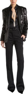 Balmain 1-Button Satin Jacket with Sequins