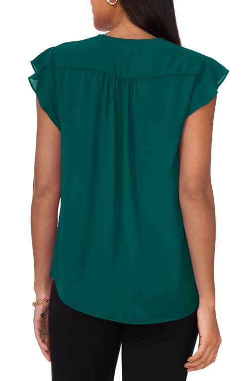 Chaus Print Flutter Sleeve Blouse In Green