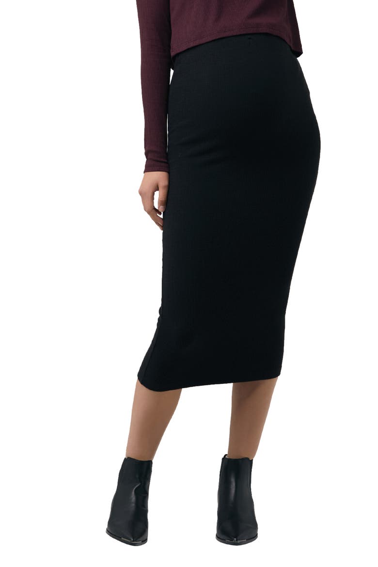 Ribbed Knit Black Maternity Pencil Skirt, Main, color, Black
