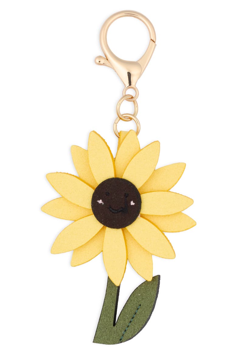 Stuffed Sunflower Bag Charm, Main, color, YELLOW MULTI- GOLD