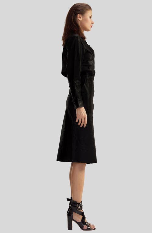 Shop Cynthia Rowley Leather Midi Skirt In Black