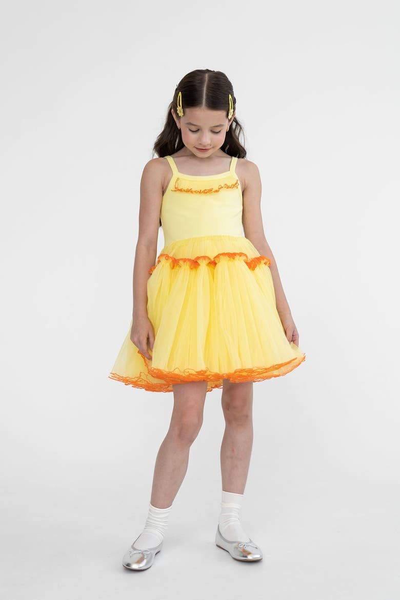 Belle Strappy Tulle Dress, Alternate, color, Sunshine Yellow