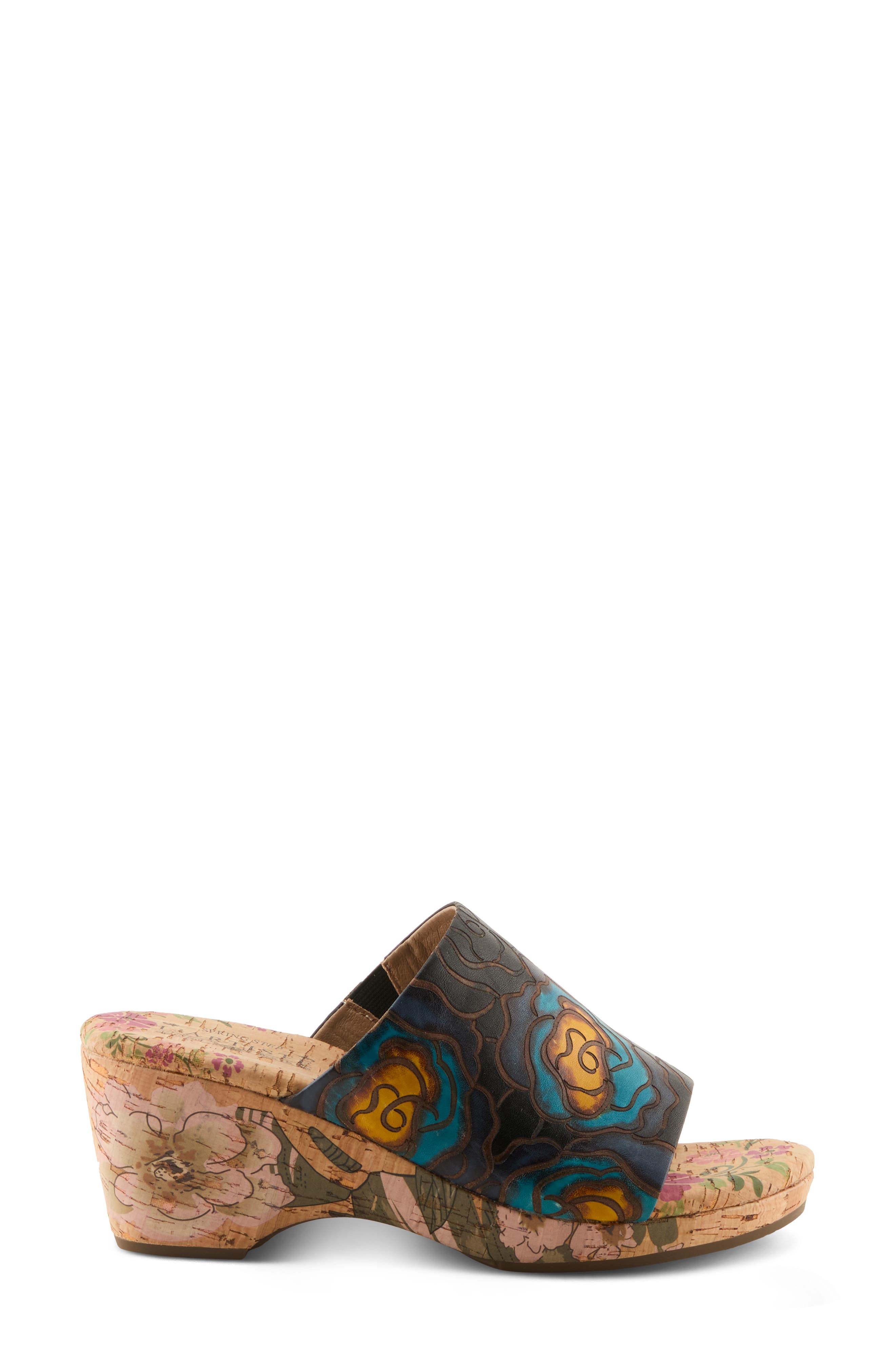 L'Artiste by Spring Step Niceneasy Platform Slide Sandal, Alternate, color, Black Multi