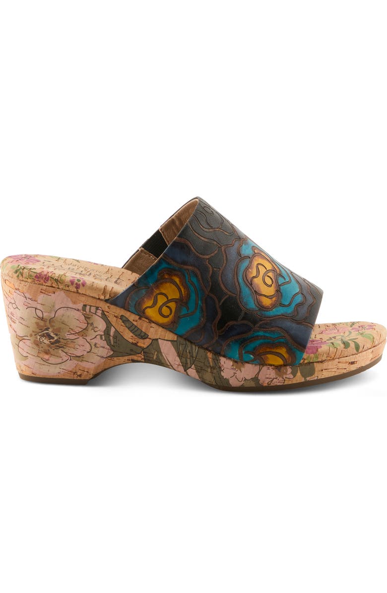 L'Artiste by Spring Step Niceneasy Platform Slide Sandal, Alternate, color, Black Multi