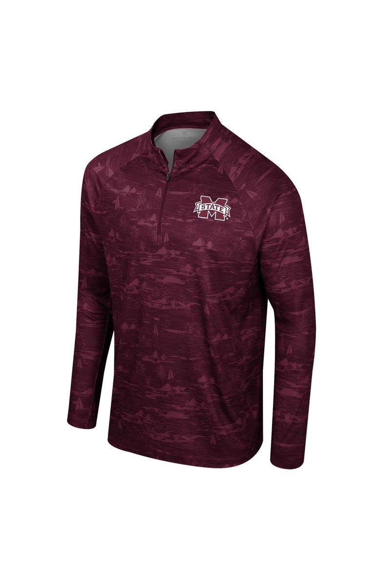 COLOSSEUM Men's Colosseum Maroon Mississippi State Bulldogs Carson Raglan Quarter-Zip Jacket, Alternate, color, Maroon