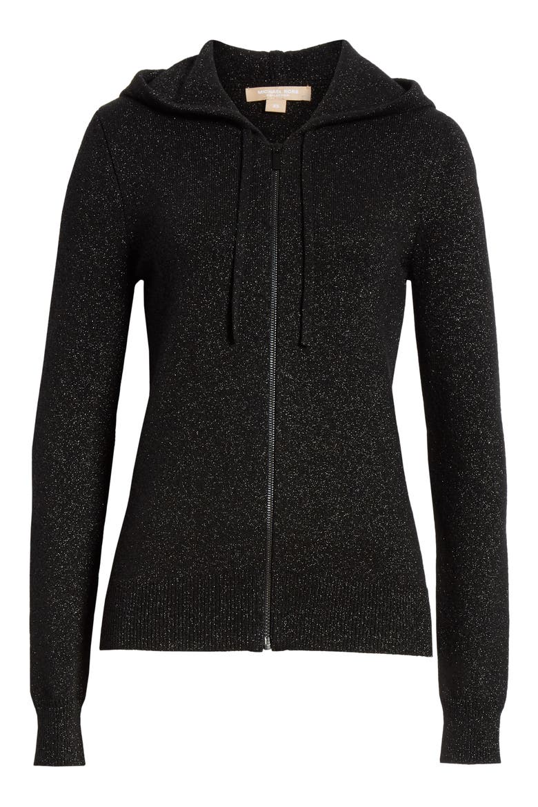 Metallic Hooded Sweater, Alternate, color, BLACK/ BLACK
