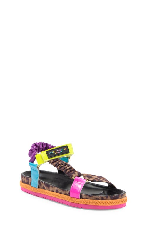 Kurt Geiger Mini Orion Espadrille Sandals In Leopard Neon Multi