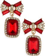 Cara Bow Top Crystal Drop Earrings