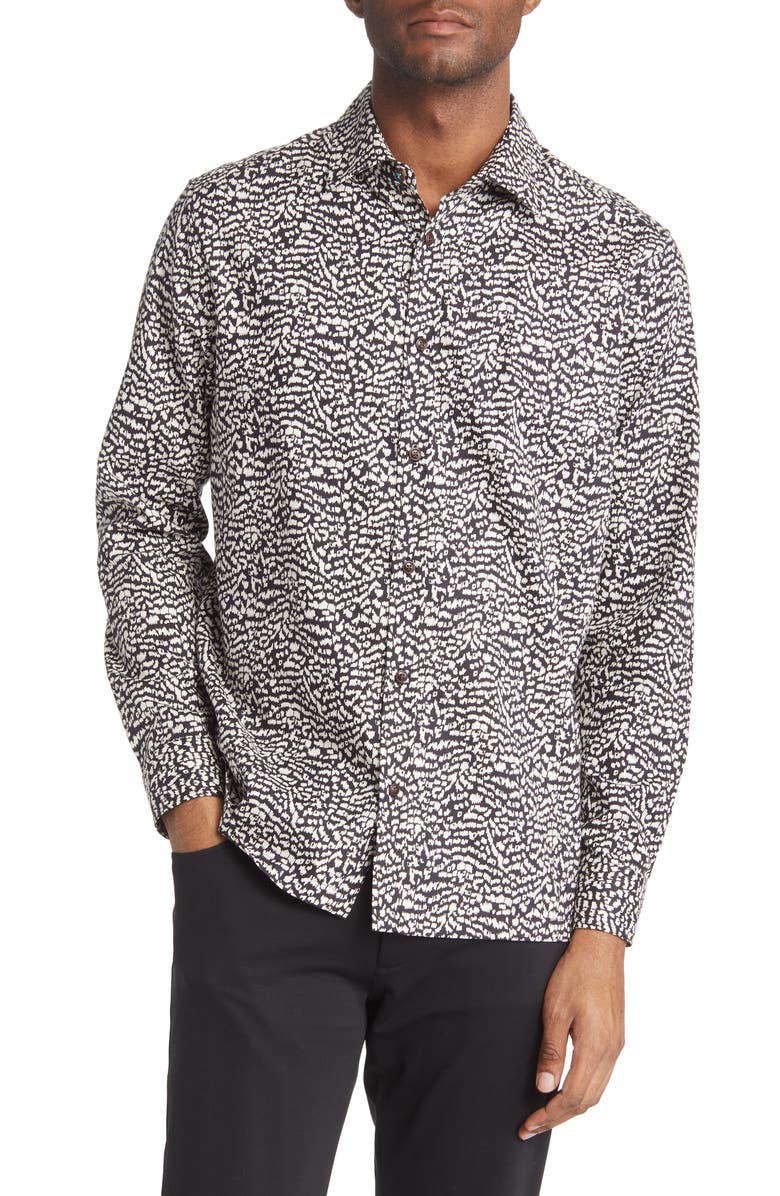 Ted Baker London Bramley Abstract Print Button-Up Shirt, Main, color, 