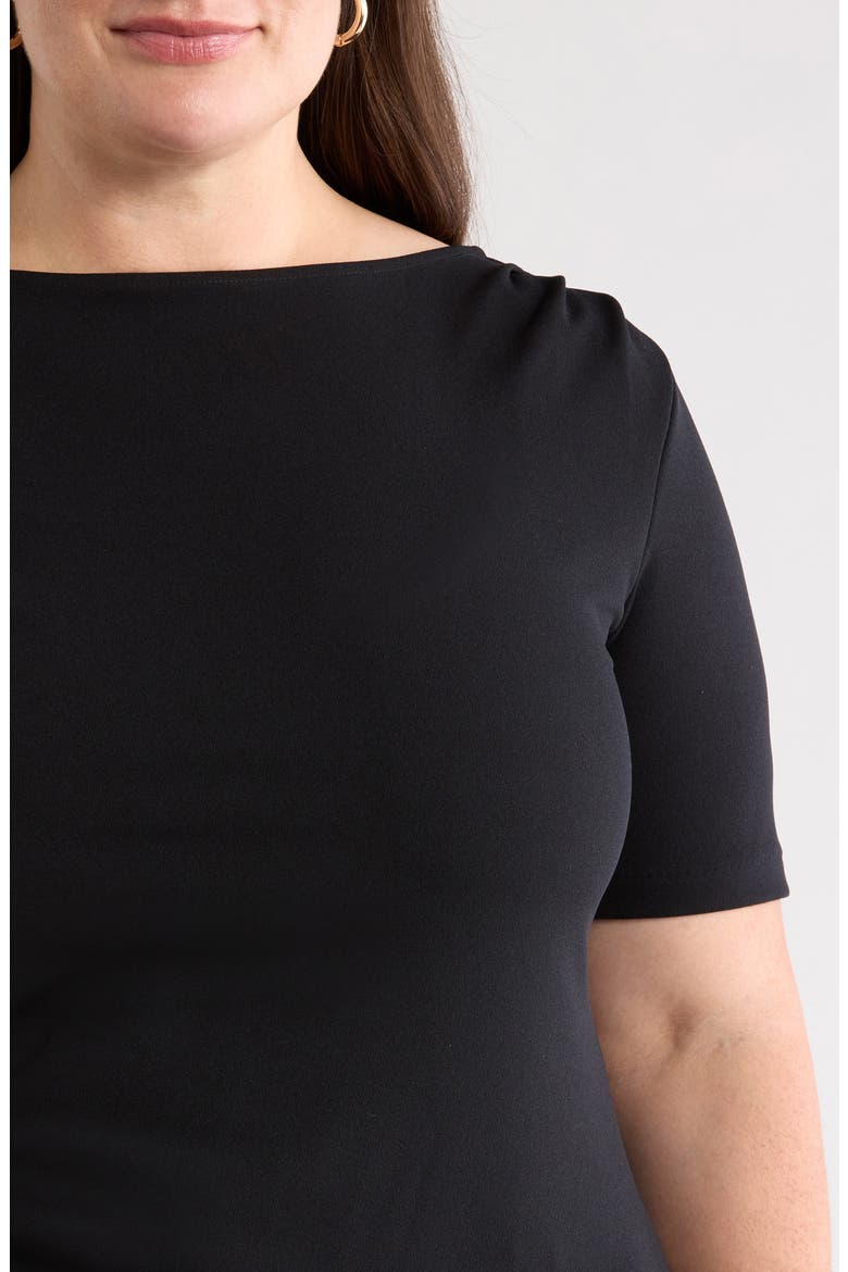 Asymmetrical Gathered T-shirt, Alternate, color, BLACK