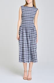WAYF Adeline Smocked Cotton Midi Dress