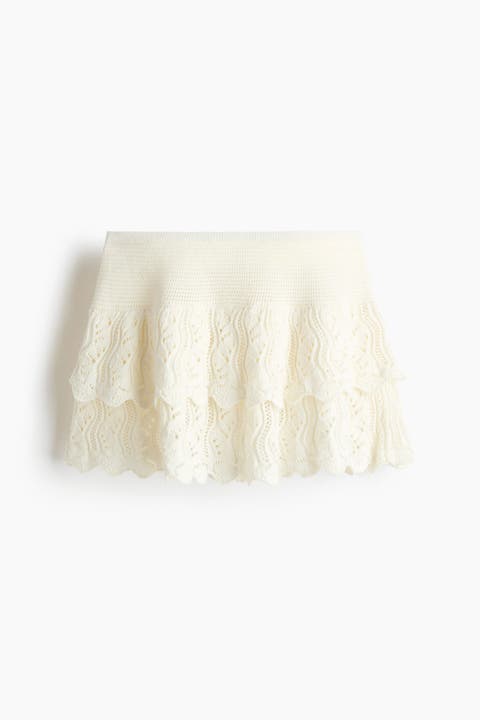 Crochet-look Tiered Skirt