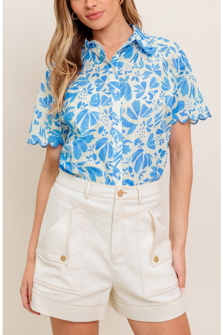Print Button-Up Shirt, Alternate, color, IVORY BLUE