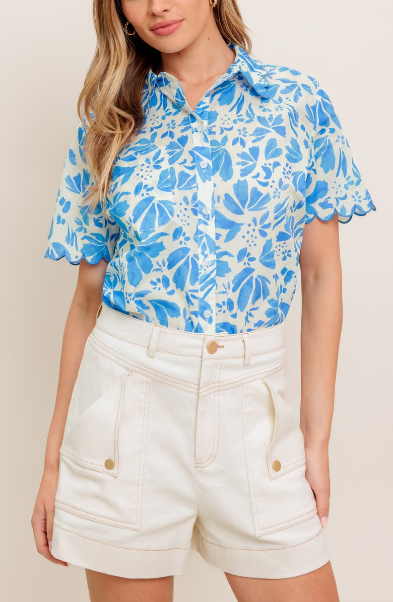 FLYING TOMATO Print Button-Up Shirt, Alternate, color, Ivory Blue