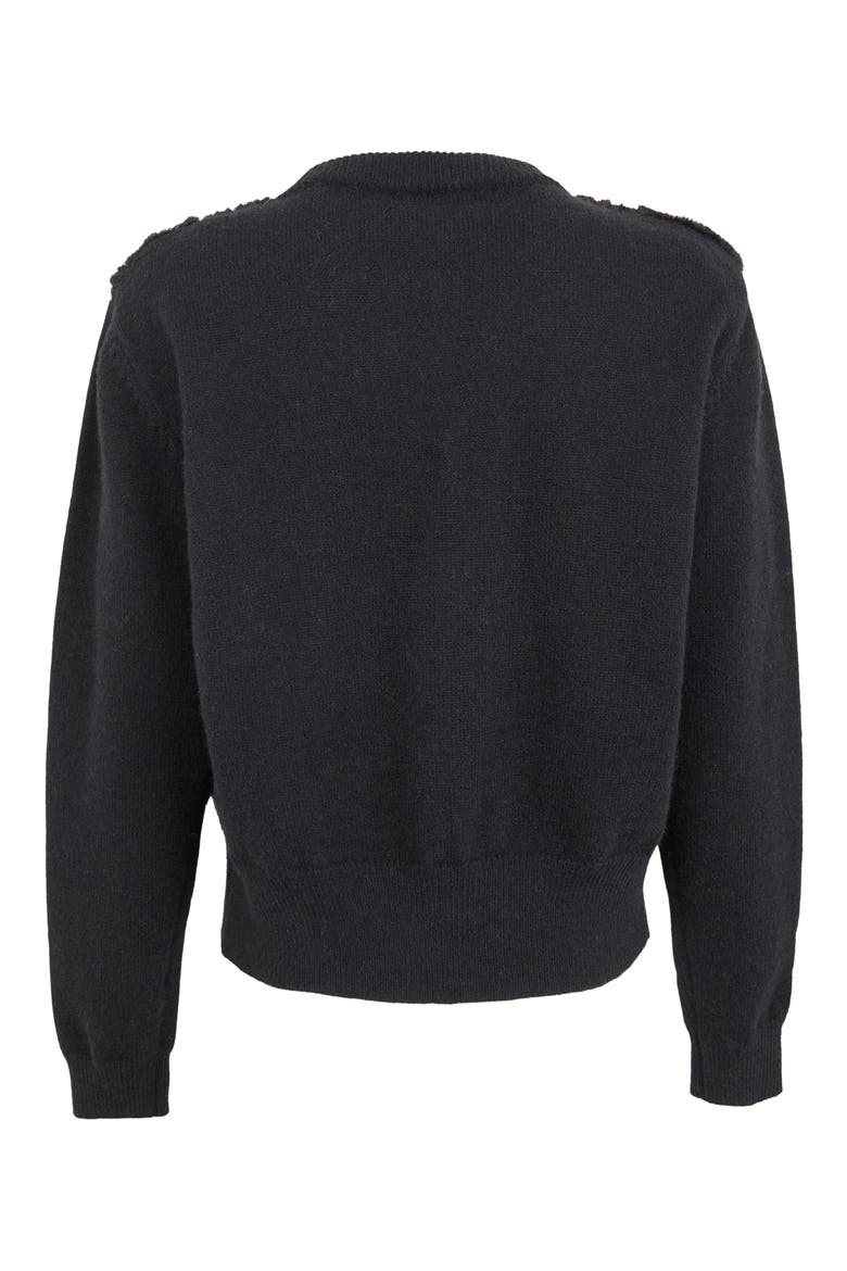 Flower Faux Fur Velour Cardigan, Alternate, color, BLACK