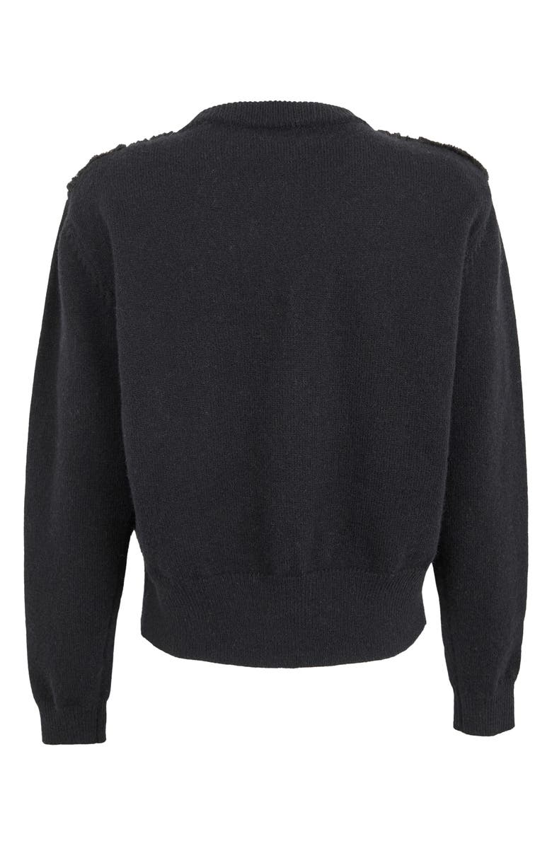 SAACHI Flower Faux Fur Velour Cardigan, Alternate, color, Black