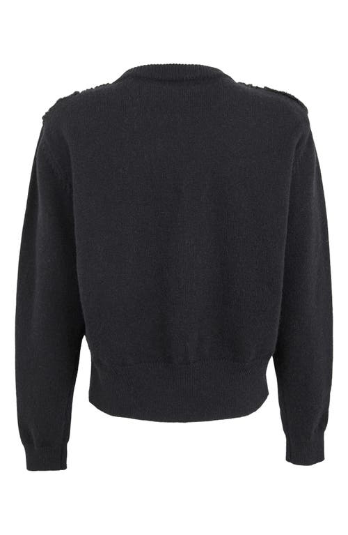 Saachi Flower Faux Fur Velour Cardigan In Black