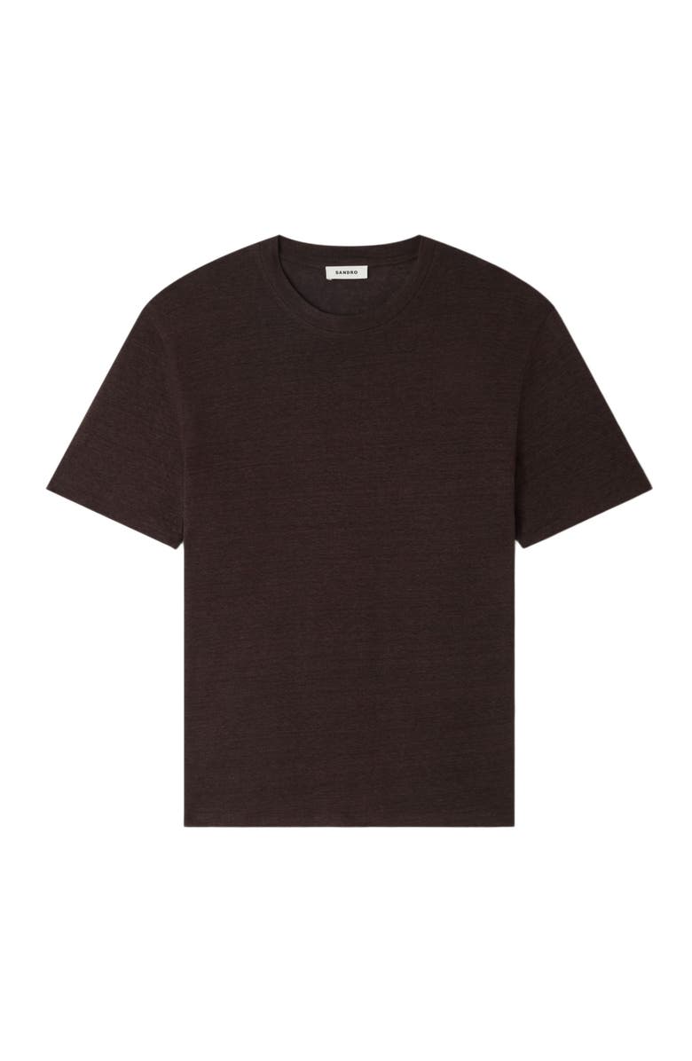 SANDRO Linen T-shirt, Alternate, color, Black Brown