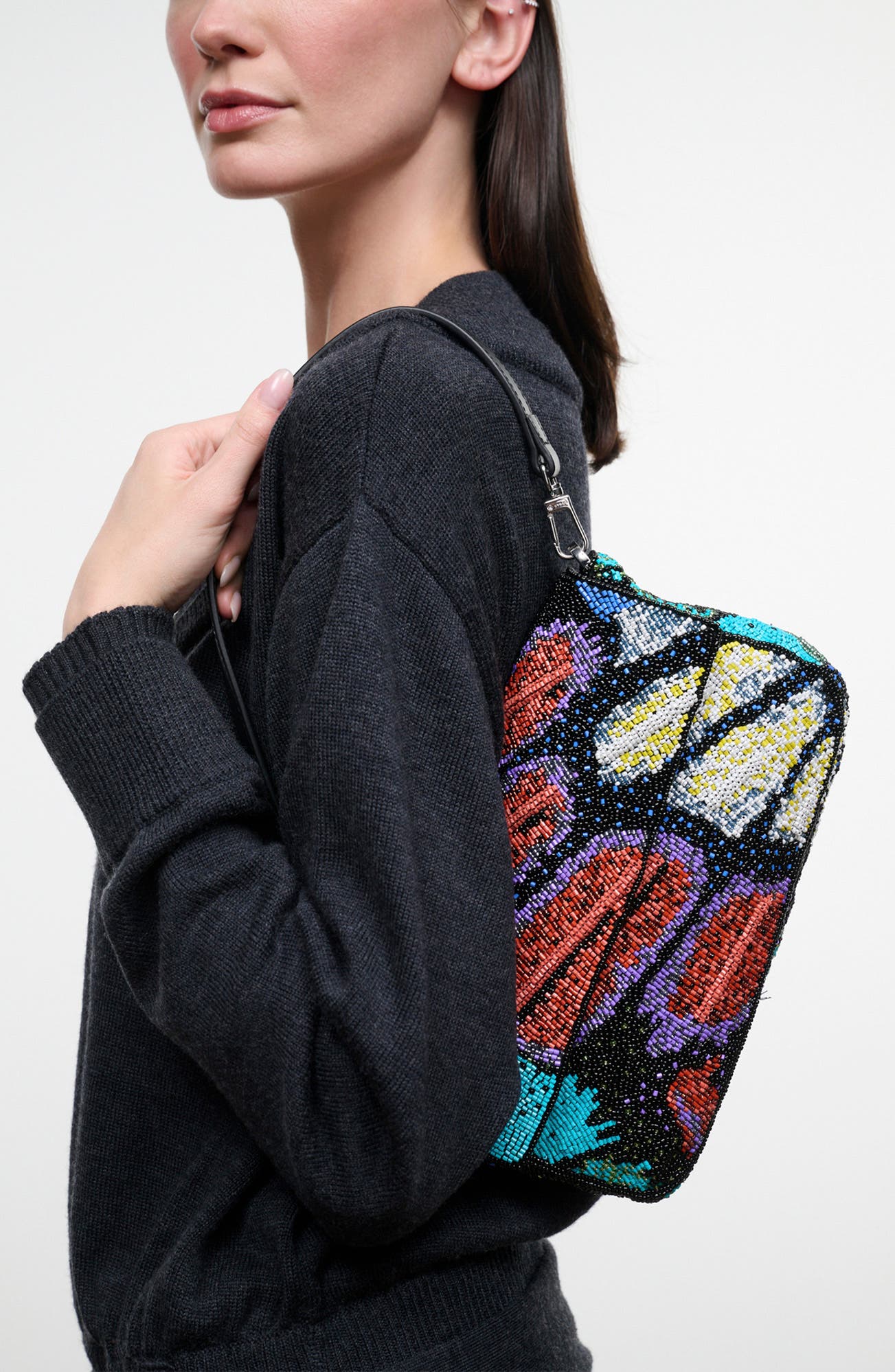Timmy Beaded Shoulder Bag, Alternate, color, BUTTERFLY CHROME
