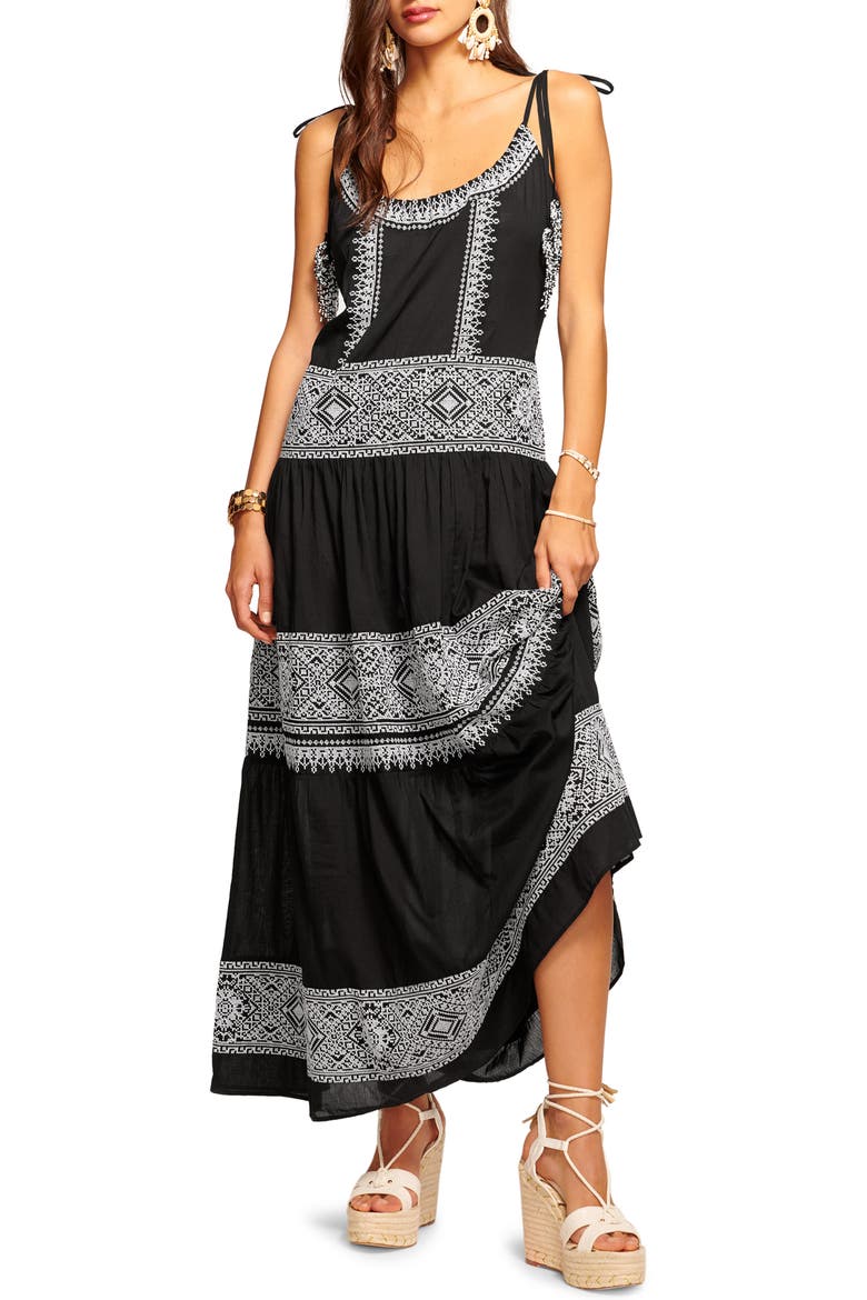 Lexie Embroidered Cotton Cover-Up Dress, Main, color, BLACK WHITE MULTI EMBROIDERED