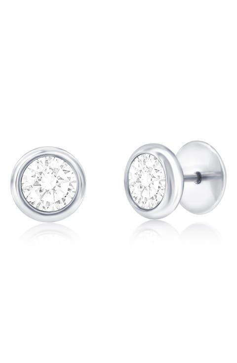 Men's Bezel Set Cubic Zirconia Stud Earrings