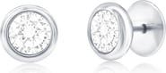 Metallo Men's Bezel Set Cubic Zirconia Stud Earrings