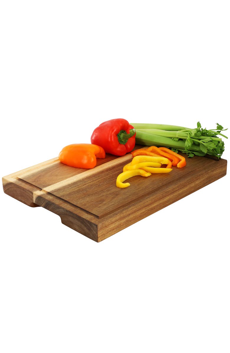 Megachef 15.5 x 12 Inch Acacia Wood 1.5 Inch Thick Carving and Cutting Serving Butcher Board with Juice Groove, Main, color, Acacia