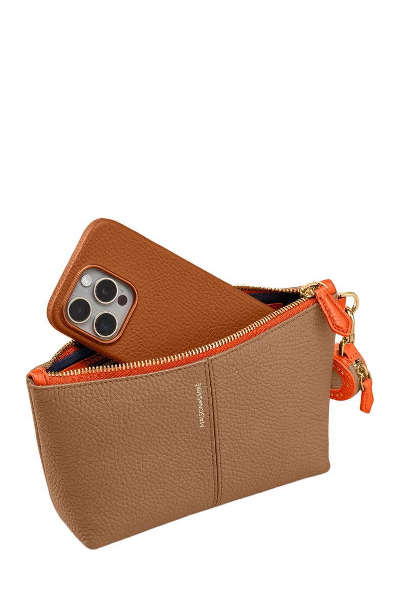 Small Leather Flaire Pouch, Alternate, color, Manhattan Sandstone