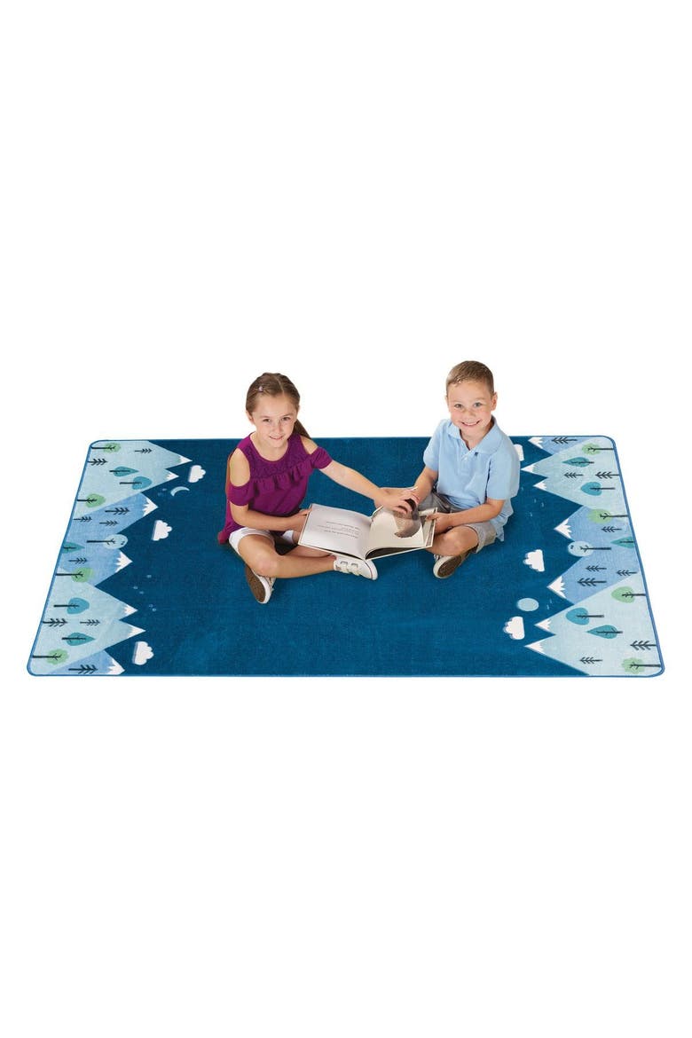 Tranquil Mountains Carpet, Alternate, color, Blue