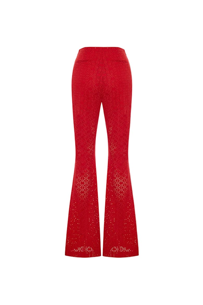 The Broderie Anglaise Edit High Rise Embroidered Flare Pants, Alternate, color, Red