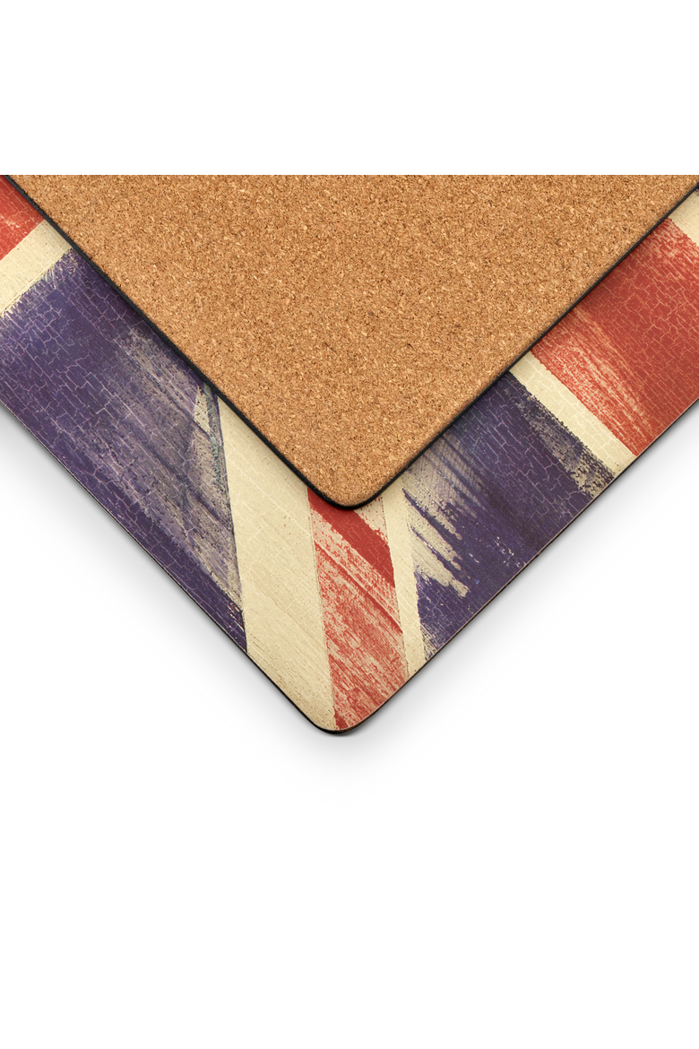 Union Jack Flag Set of 4 Cork Back Placemats, Alternate, color, Multi