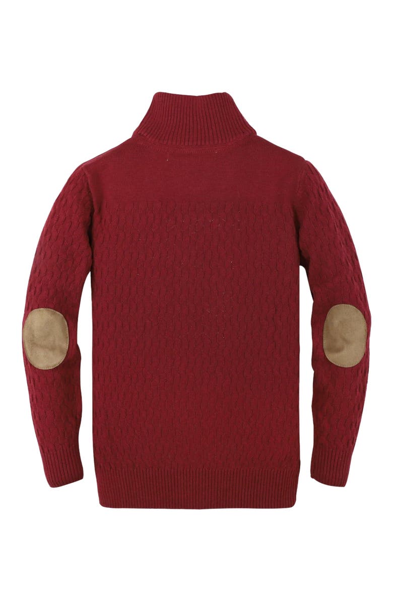 Hope & Henry Baby Boys' Mix Stitch Mock Neck Button Sweater, Infant, Alternate, color, Dark Red Mini Herringbone