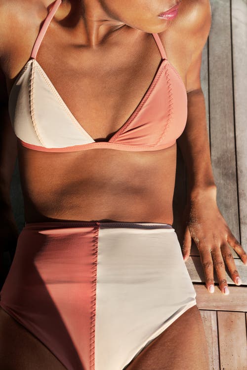 Ansea The Reversible Triangle Top In Pink/maroon