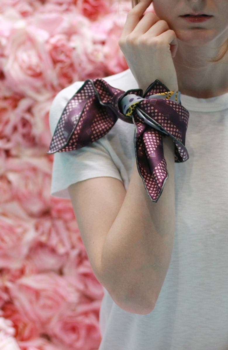 Jessie Zhao New York Silk Bandana With Yellow Leopards, Alternate, color, Yellow