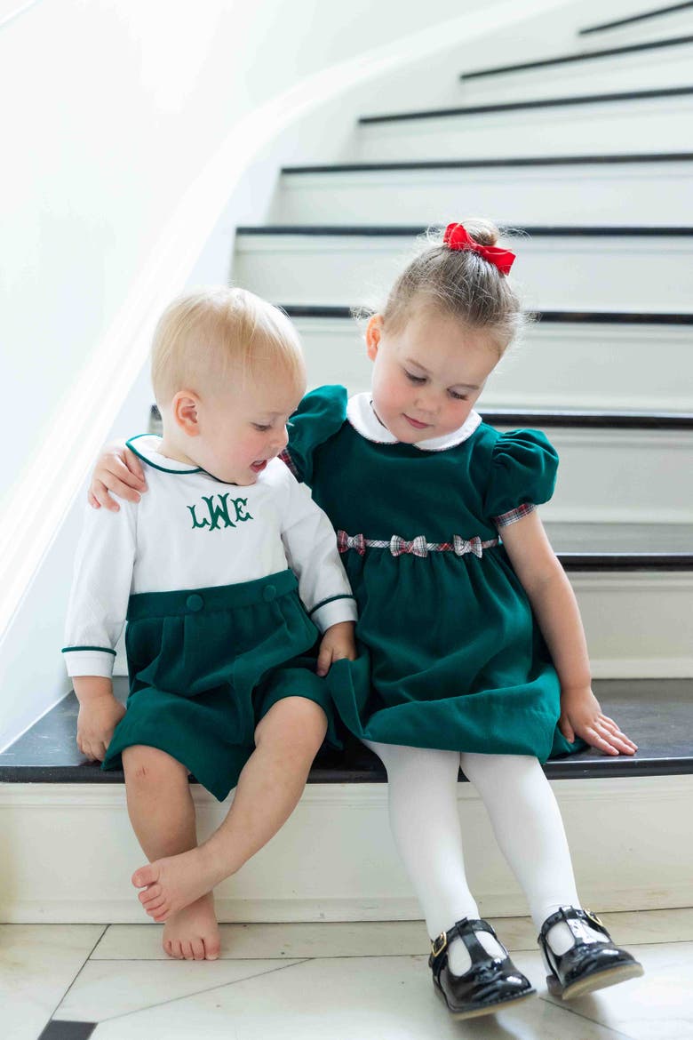 Pique And Velvet Short Sleeve All In One Shortall, Alternate, color, Green, White