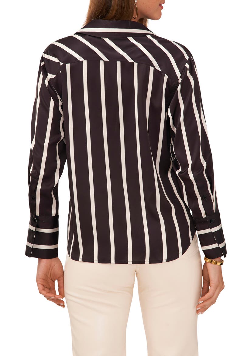 Stripe Satin Shirt, Alternate, color, RICH BLACK