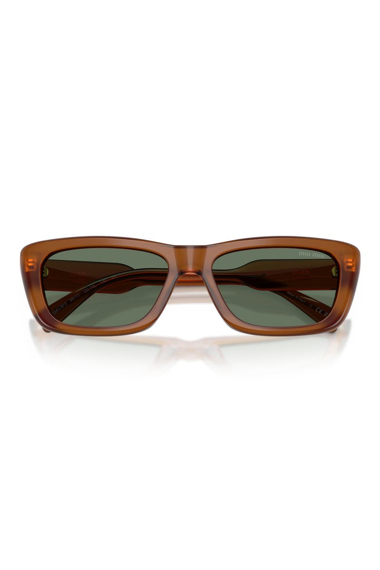 56mm Rectangular Sunglasses, Alternate, color, AMBER / DARK GREEN