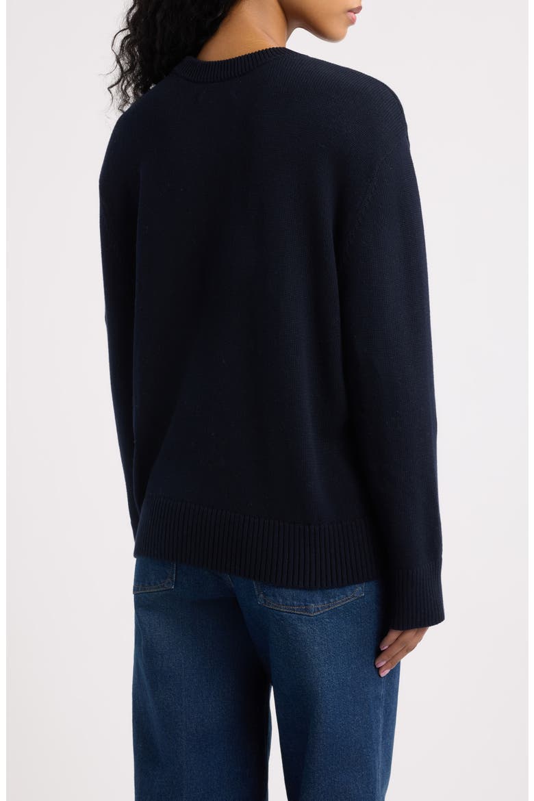 Terrier Dog Cotton Crewneck Sweater, Alternate, color, NAVY