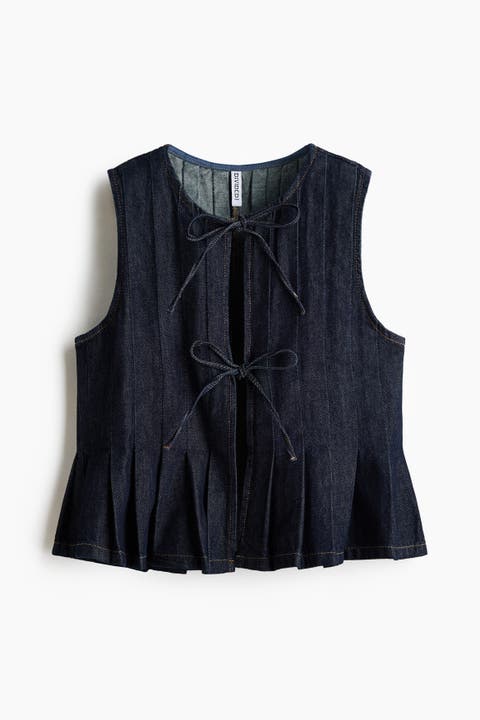Tie-detail Denim Waistcoat
