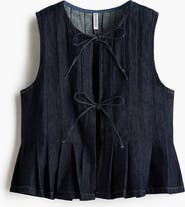 H&M Tie-detail Denim Waistcoat
