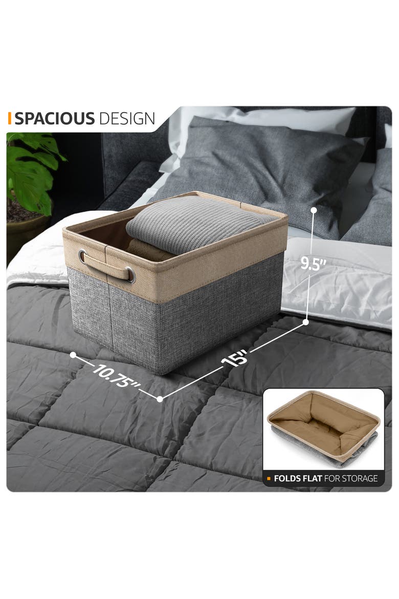 Set of 6 Collapsible Storage Bins, Alternate, color, GRAY